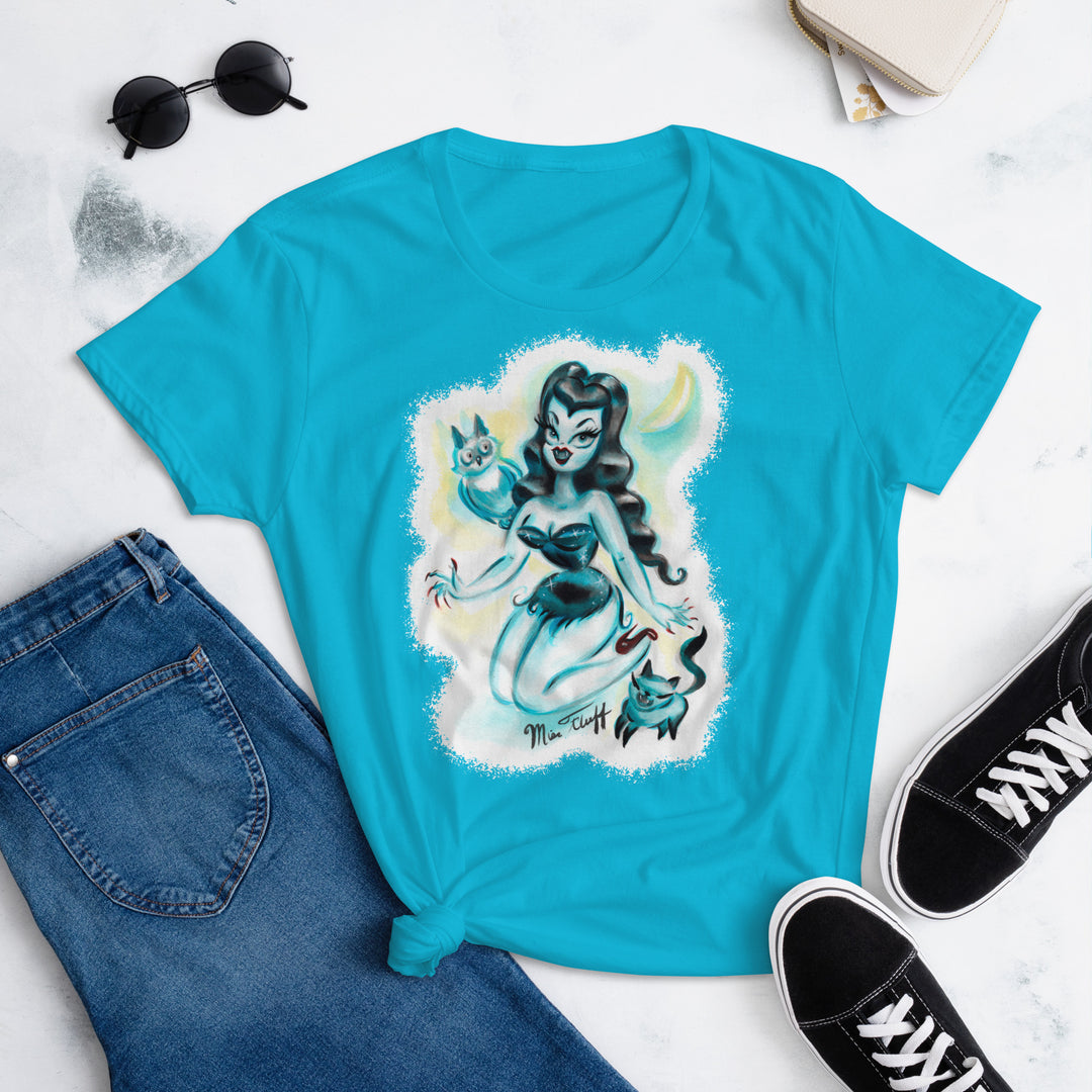 Vampire Pinup with Owl and Kitten • Women’s t-shirt