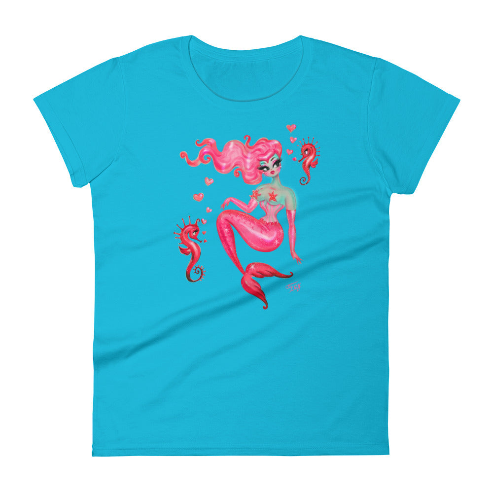 Mermaid with Smitten Seahorses • Women's Relaxed Fit T-Shirt