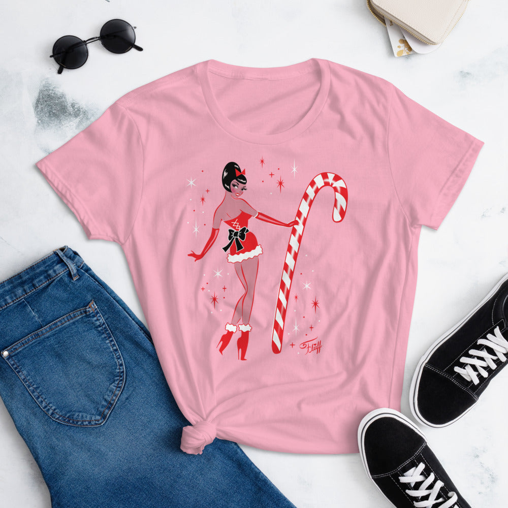 Candy Cane Girl Mocha • Women's T-Shirt