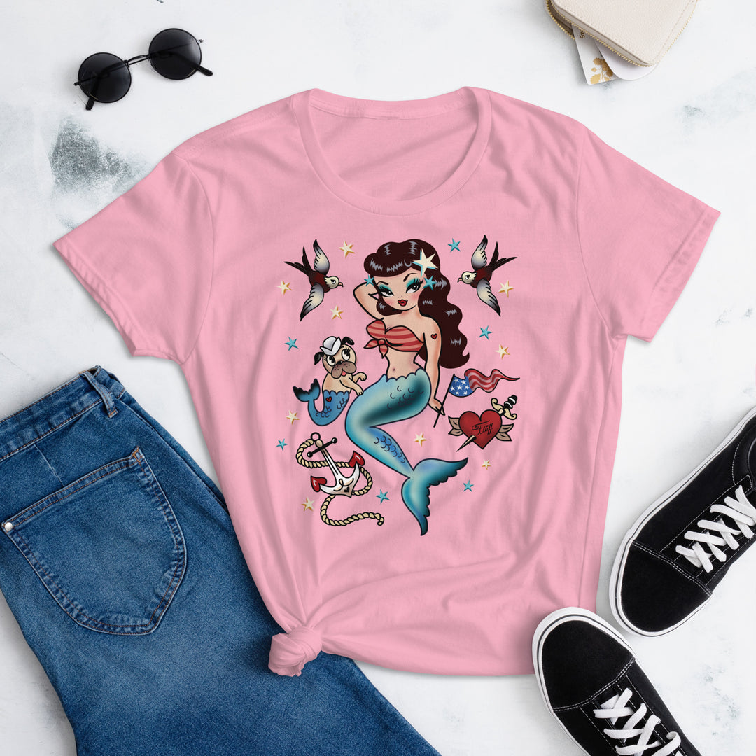 Patriotic Pinup Mermaid • Women's T-Shirt