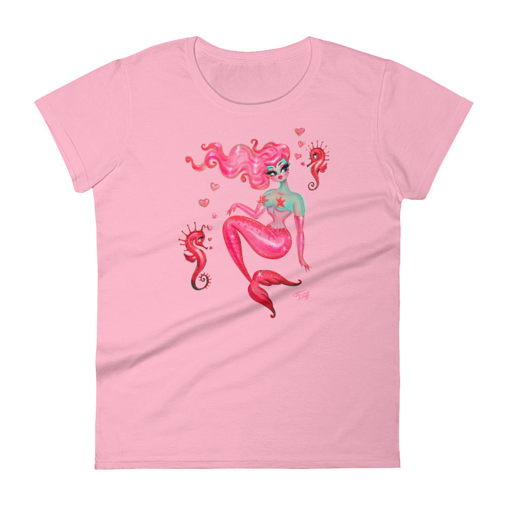 Mermaid with Smitten Seahorses • Women's Relaxed Fit T-Shirt