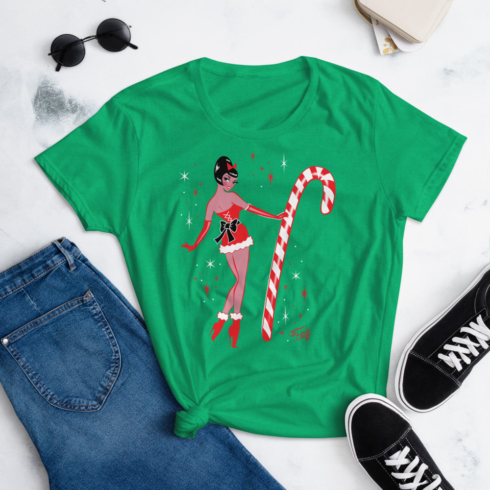 Candy Cane Girl Mocha • Women's T-Shirt