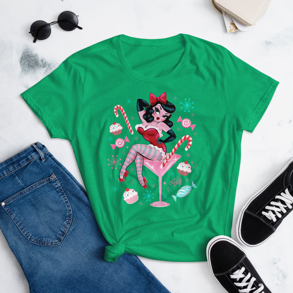 Candy Cane Martini Girl • Women's T-Shirt