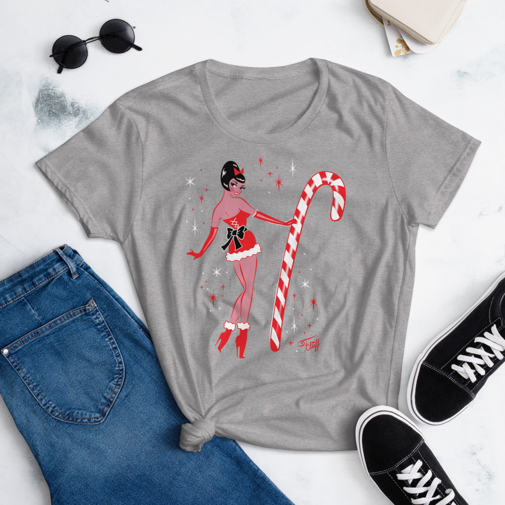 Candy Cane Girl Mocha • Women's T-Shirt