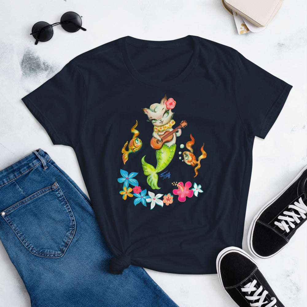 Merkitten with Ukelele • Women's T-Shirt