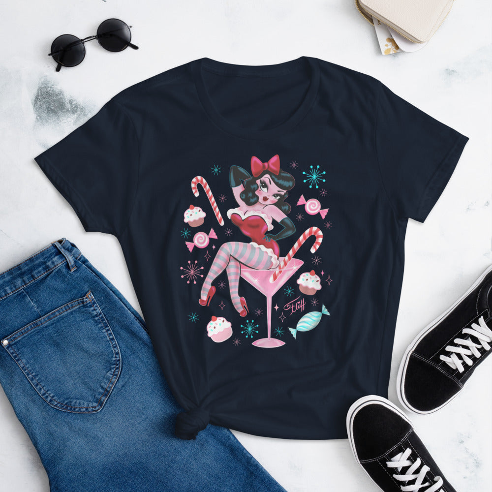 Candy Cane Martini Girl • Women's T-Shirt