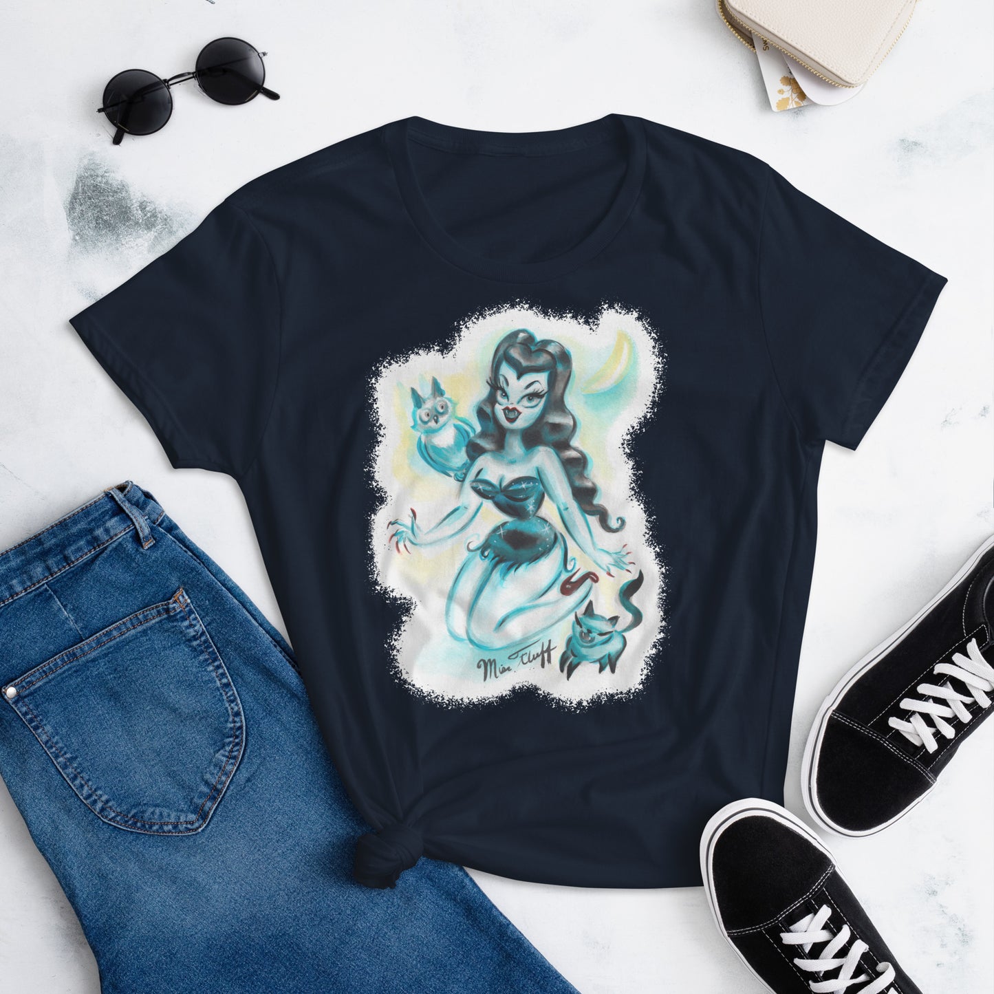 Vampire Pinup with Owl and Kitten • Women’s t-shirt