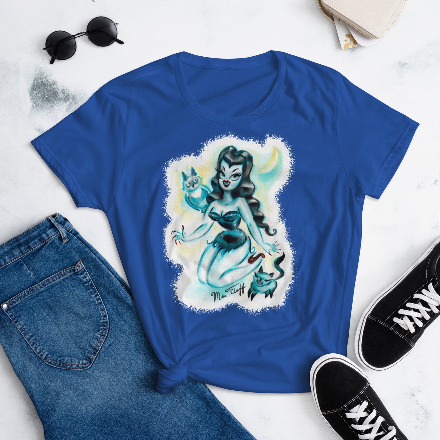 Vampire Pinup with Owl and Kitten • Women’s t-shirt