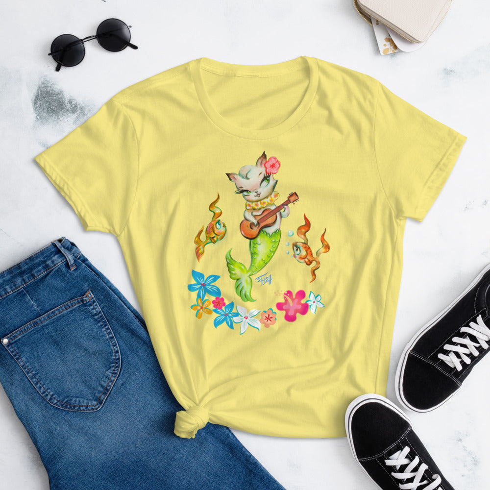 Merkitten with Ukelele • Women's T-Shirt