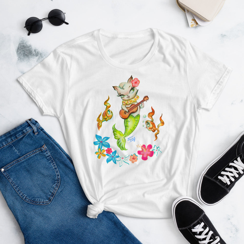 Merkitten with Ukelele • Women's T-Shirt