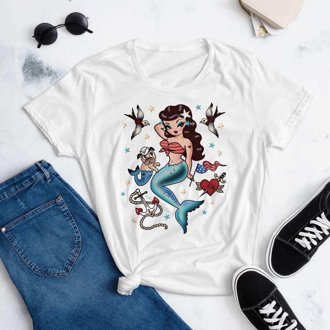 Patriotic Pinup Mermaid • Women's T-Shirt