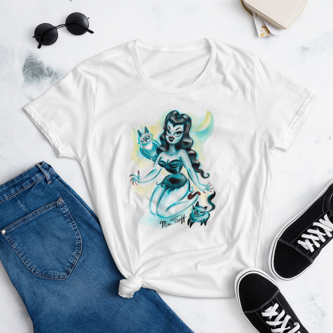 Vampire Pinup with Owl and Kitten • Women’s t-shirt